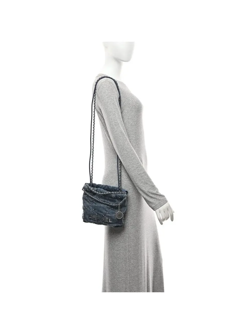 Washed Denim Quilted Studded Mini #329600C52B